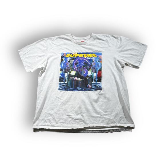 Y2K White Supreme Richest Tee Rare Find Skater Retro Graphic - Picture 1 of 7